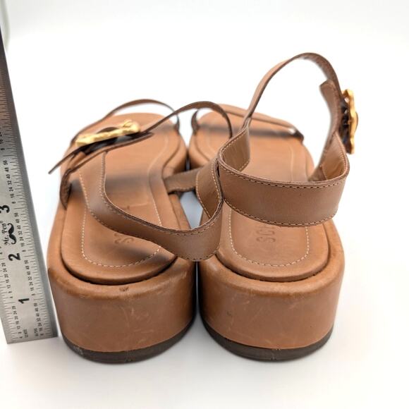 Schutz Wavy Ankle Strap Platform Sandals Women's Leather Brown Size US10.5B EU41 - Picture 4 of 11